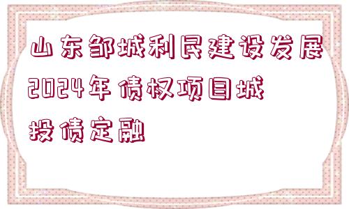 山東鄒城利民建設(shè)發(fā)展2024年債權(quán)項(xiàng)目城投債定融