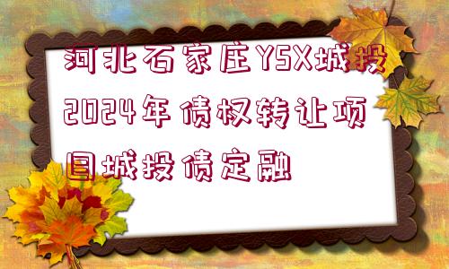 河北石家莊YSX城投2024年債權(quán)轉(zhuǎn)讓項(xiàng)目城投債定融