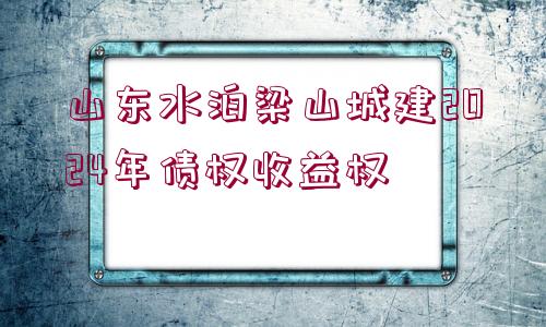 山東水泊梁山城建2024年債權(quán)收益權(quán)