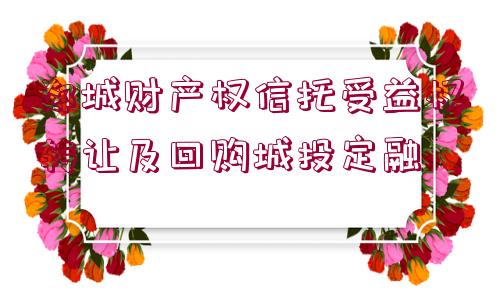 郯城財產(chǎn)權(quán)信托受益權(quán)轉(zhuǎn)讓及回購城投定融