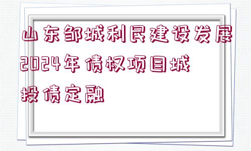 山東鄒城利民建設(shè)發(fā)展2024年債權(quán)項(xiàng)目城投債定融