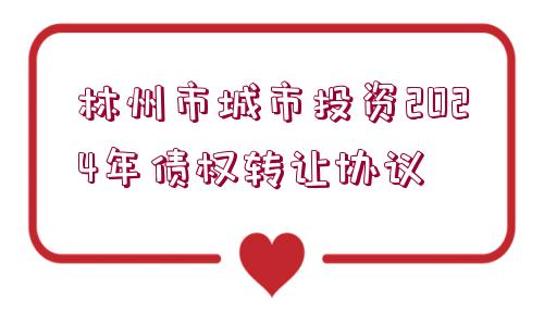 林州市城市投資2024年債權轉讓協(xié)議