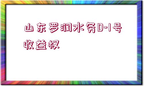 山東羅潤水務(wù)D-1號(hào)收益權(quán)