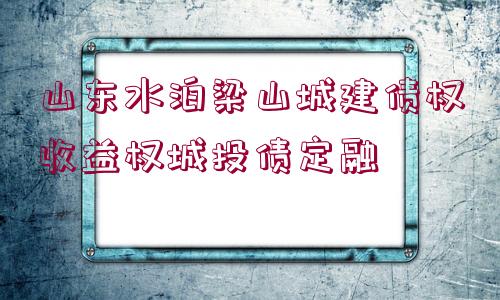 山東水泊梁山城建債權(quán)收益權(quán)城投債定融