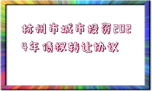 林州市城市投資2024年債權轉讓協(xié)議