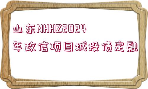 山東NHHZ2024年政信項(xiàng)目城投債定融