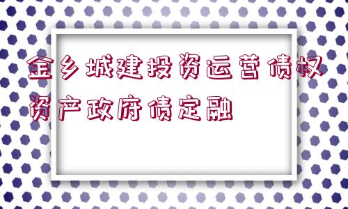 金鄉(xiāng)城建投資運(yùn)營債權(quán)資產(chǎn)政府債定融