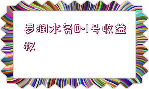 羅潤(rùn)水務(wù)D-1號(hào)收益權(quán)