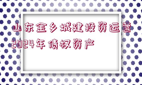 山東金鄉(xiāng)城建投資運營2024年債權(quán)資產(chǎn)