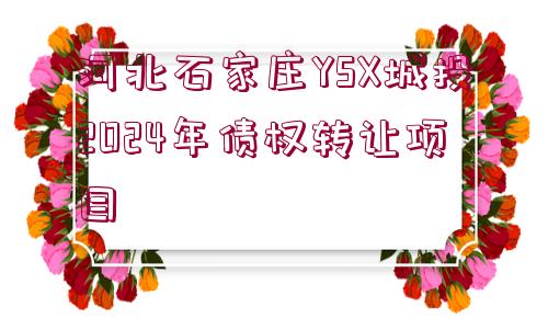 河北石家莊YSX城投2024年債權(quán)轉(zhuǎn)讓項目