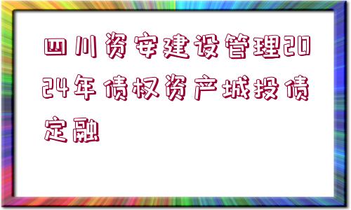 四川資安建設(shè)管理2024年債權(quán)資產(chǎn)城投債定融