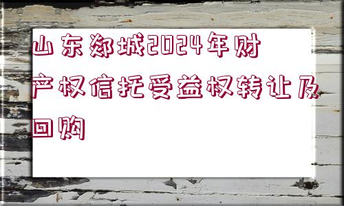 山東郯城2024年財(cái)產(chǎn)權(quán)信托受益權(quán)轉(zhuǎn)讓及回購(gòu)