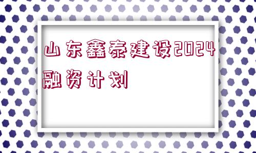 山東鑫泰建設(shè)2024融資計劃