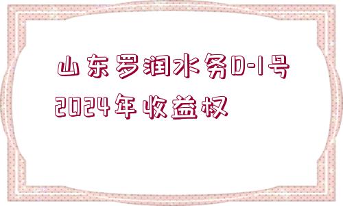 山東羅潤(rùn)水務(wù)D-1號(hào)2024年收益權(quán)