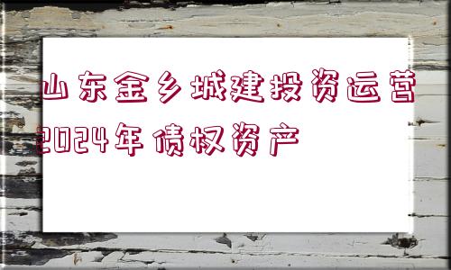 山東金鄉(xiāng)城建投資運營2024年債權(quán)資產(chǎn)