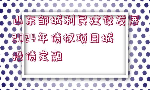 山東鄒城利民建設(shè)發(fā)展2024年債權(quán)項目城投債定融