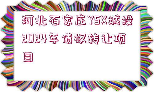 河北石家莊YSX城投2024年債權(quán)轉(zhuǎn)讓項(xiàng)目