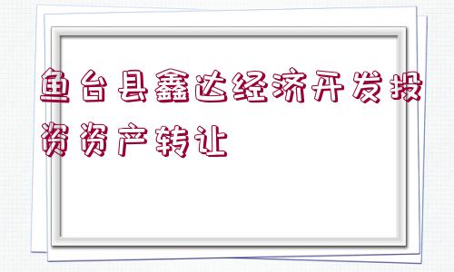 魚臺縣鑫達經(jīng)濟開發(fā)投資資產(chǎn)轉(zhuǎn)讓