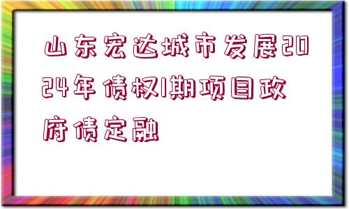 山東宏達(dá)城市發(fā)展2024年債權(quán)1期項(xiàng)目政府債定融