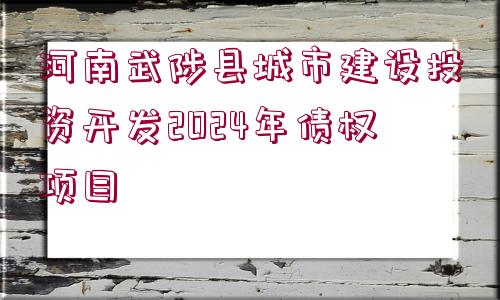 河南武陟縣城市建設(shè)投資開發(fā)2024年債權(quán)項(xiàng)目