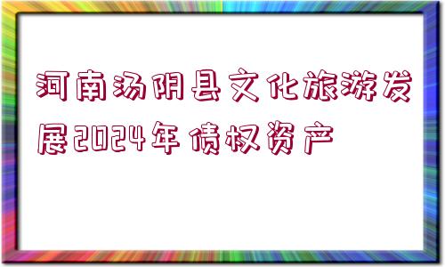 河南湯陰縣文化旅游發(fā)展2024年債權(quán)資產(chǎn)