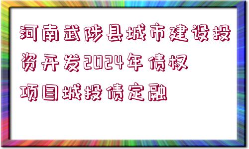 河南武陟縣城市建設(shè)投資開發(fā)2024年債權(quán)項(xiàng)目城投債定融