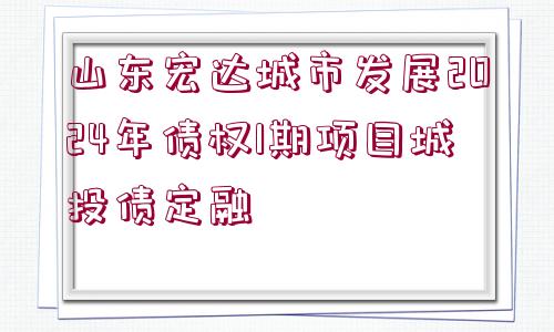 山東宏達城市發(fā)展2024年債權1期項目城投債定融