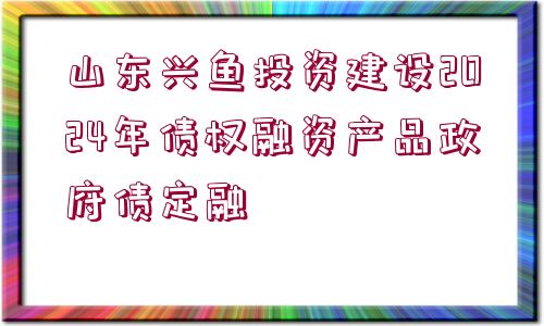 山東興魚投資建設2024年債權融資產(chǎn)品政府債定融