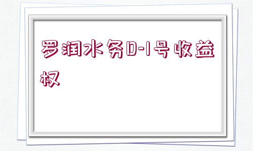 羅潤(rùn)水務(wù)D-1號(hào)收益權(quán)