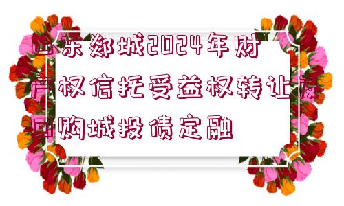 山東郯城2024年財產(chǎn)權(quán)信托受益權(quán)轉(zhuǎn)讓及回購城投債定融