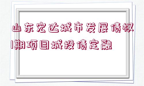 山東宏達城市發(fā)展債權1期項目城投債定融