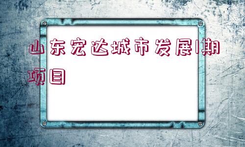 山東宏達(dá)城市發(fā)展1期項(xiàng)目