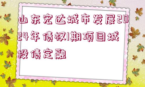 山東宏達城市發(fā)展2024年債權1期項目城投債定融