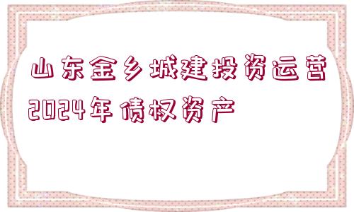 山東金鄉(xiāng)城建投資運營2024年債權資產