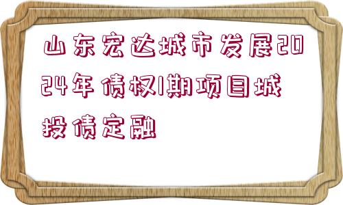 山東宏達(dá)城市發(fā)展2024年債權(quán)1期項(xiàng)目城投債定融