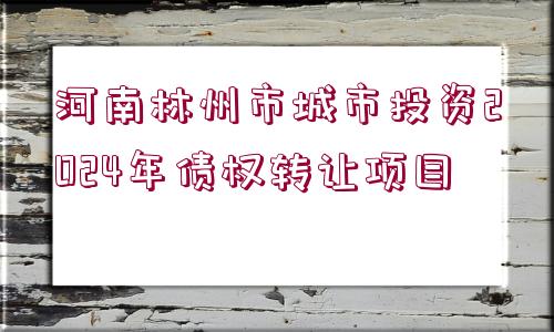 河南林州市城市投資2024年債權(quán)轉(zhuǎn)讓項目