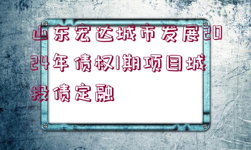 山東宏達城市發(fā)展2024年債權1期項目城投債定融