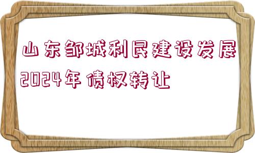 山東鄒城利民建設(shè)發(fā)展2024年債權(quán)轉(zhuǎn)讓