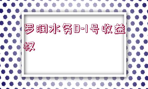 羅潤水務(wù)D-1號收益權(quán)