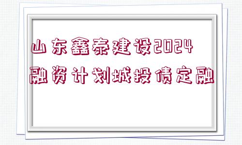 山東鑫泰建設(shè)2024融資計(jì)劃城投債定融