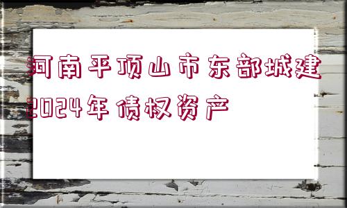 河南平頂山市東部城建2024年債權資產