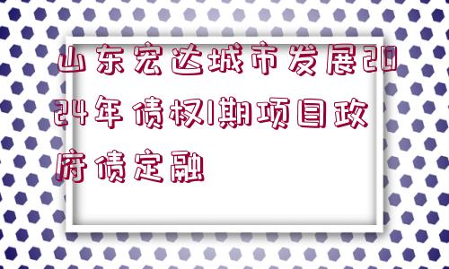 山東宏達(dá)城市發(fā)展2024年債權(quán)1期項(xiàng)目政府債定融