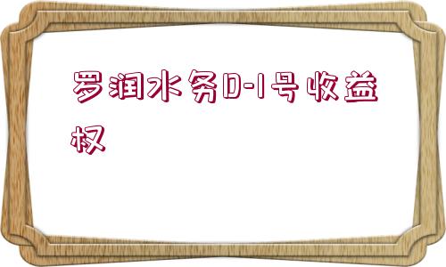 羅潤(rùn)水務(wù)D-1號(hào)收益權(quán)