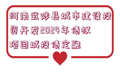 河南武陟縣城市建設(shè)投資開發(fā)2024年債權(quán)項目城投債定融