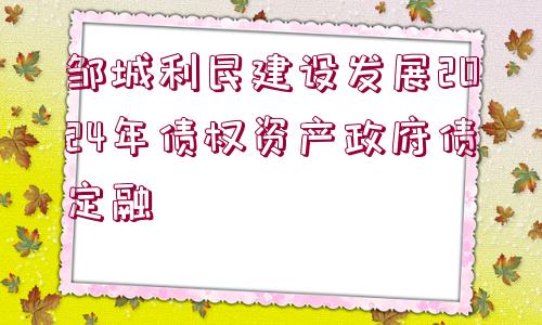 鄒城利民建設發(fā)展2024年債權資產政府債定融