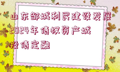 山東鄒城利民建設發(fā)展2024年債權資產(chǎn)城投債定融