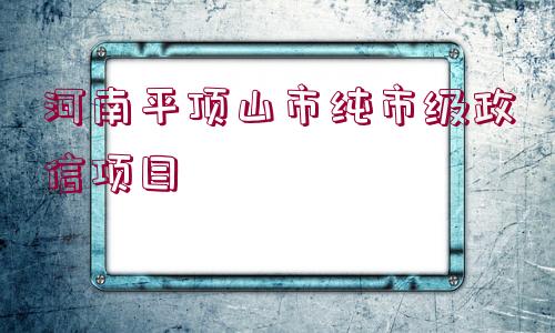 河南平頂山市純市級政信項(xiàng)目