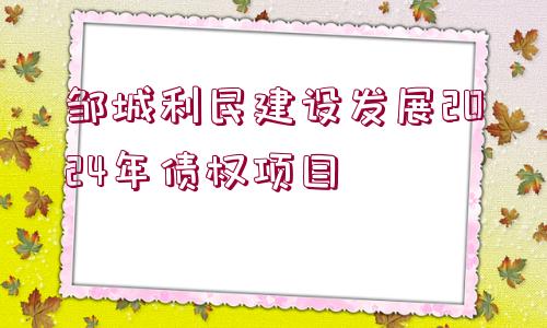 鄒城利民建設(shè)發(fā)展2024年債權(quán)項目