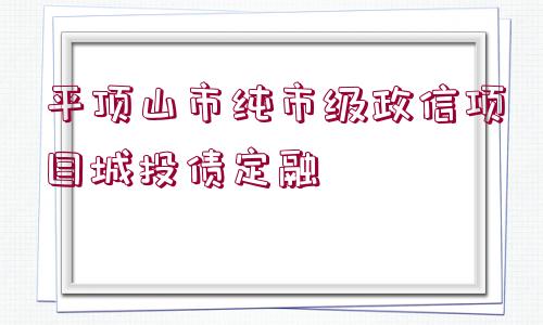 平頂山市純市級政信項目城投債定融