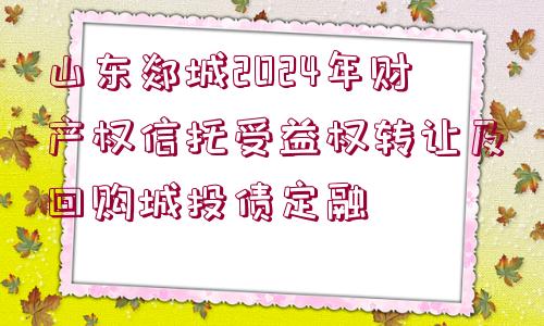 山東郯城2024年財(cái)產(chǎn)權(quán)信托受益權(quán)轉(zhuǎn)讓及回購(gòu)城投債定融